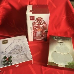 Christmas candy dishes and crystal votive